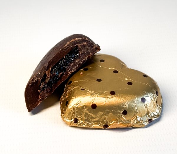 Corazon de chocolate 70% con frambuesa